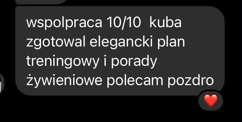 Zrzut ekranu wiadomości od podopiecznego z opinią o współpracy