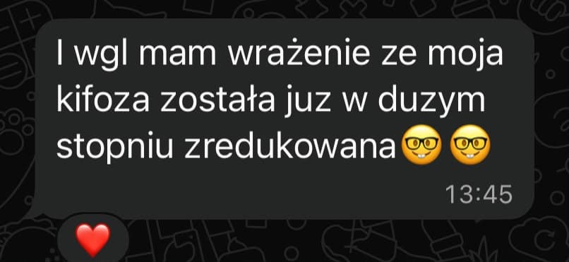 Zrzut ekranu wiadomości od podopiecznego z opinią o współpracy